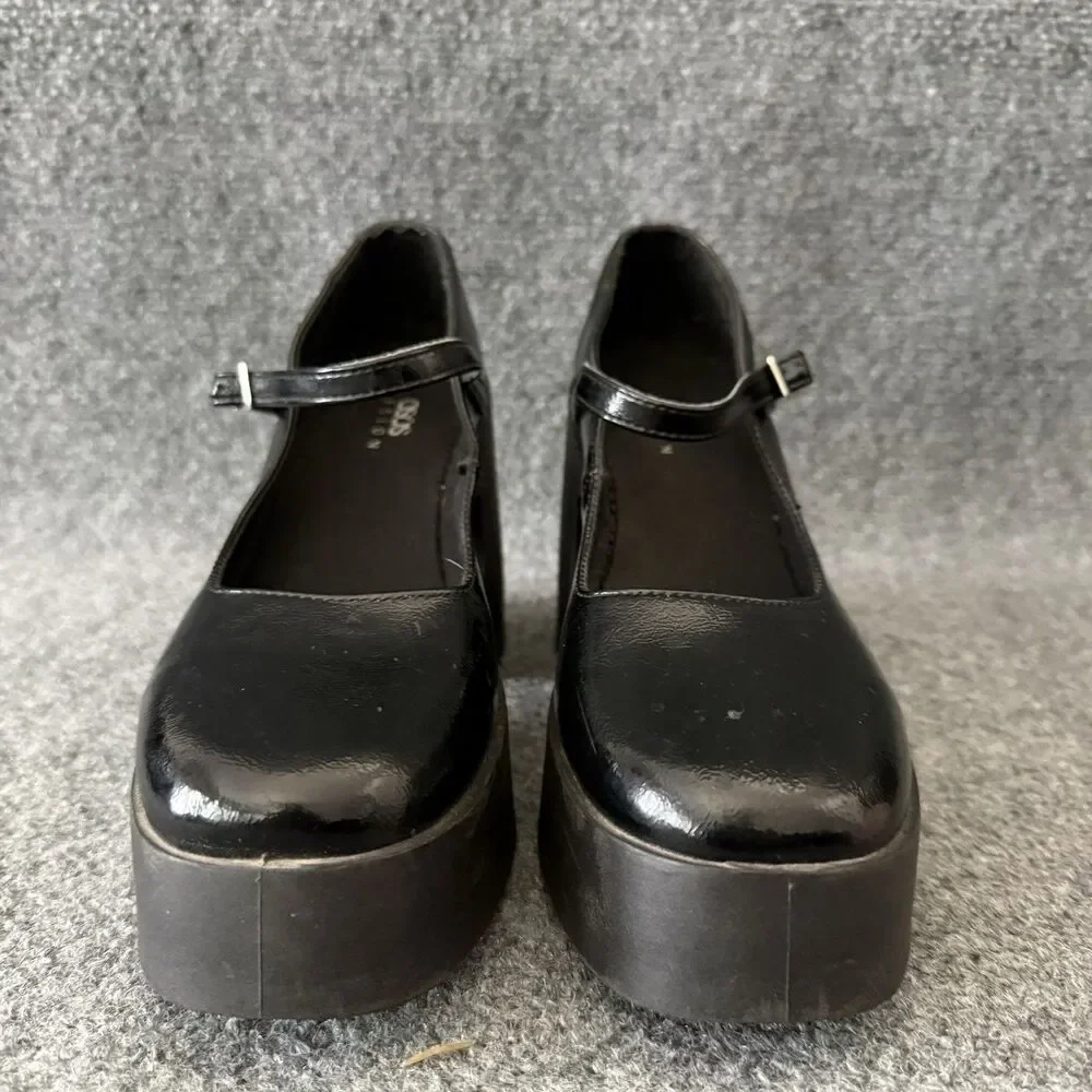 ASOS DESIGN Polar Chunky Platform Mary Jane High Heel Shoes Patent Buckle Size 6